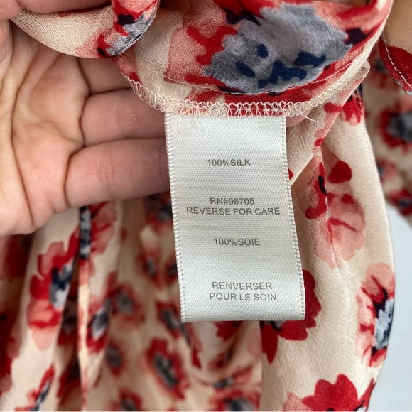 Rebecca Taylor Boho 100% Silk Floral Pink Red Oversized Flowy Tunic Blouse 6 - Picture 6 of 8